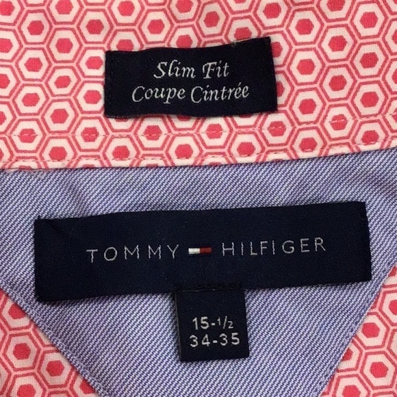 TOMMY Hilfiger pink button front shirt 15 1/2 - Picture 6 of 7